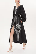 Black Embroidery detail long sleeve dress 93438