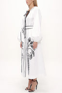 White Embroidery detail long sleeve dress 93438