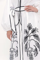 White Embroidery detail long sleeve dress 93438