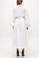 White Embroidery detail long sleeve dress 93438