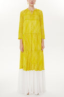 Yellow Pleated wide cut dress 93454