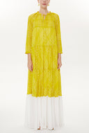 Yellow Pleated wide cut dress 93454