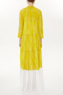 Yellow Pleated wide cut dress 93454
