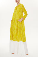 Yellow Pleated wide cut dress 93454