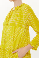 Yellow Pleated wide cut dress 93454
