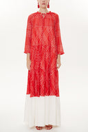 Red Pleated wide cut dress 93454