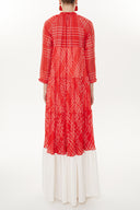 Red Pleated wide cut dress 93454