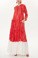Red Pleated wide cut dress 93454