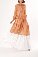 Brown Pleated wide cut dress 93454