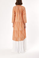 Brown Pleated wide cut dress 93454