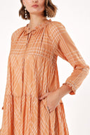 Brown Pleated wide cut dress 93454