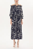 Navy Blue Off shoulder ruffled dress 93465