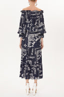 Navy Blue Off shoulder ruffled dress 93465