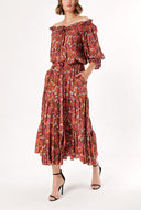 Patterned Off shoulder ruffled dress 93465