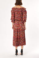 Patterned Off shoulder ruffled dress 93465