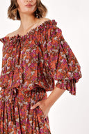 Patterned Off shoulder ruffled dress 93465