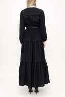 Black Pleated wide cut dress 93467