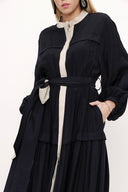 Black Pleated wide cut dress 93467