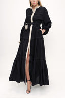 Black Pleated wide cut dress 93467