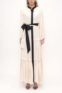 Beige Pleated wide cut dress 93467