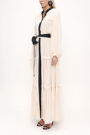 Beige Pleated wide cut dress 93467