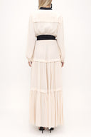 Beige Pleated wide cut dress 93467