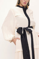 Beige Pleated wide cut dress 93467