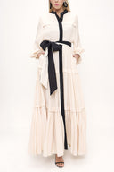 Beige Pleated wide cut dress 93467