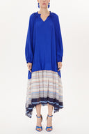 Blue Asymmetric  wide cut dress  93472