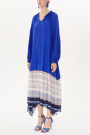 Blue Asymmetric  wide cut dress  93472
