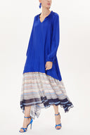 Blue Asymmetric  wide cut dress  93472