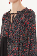 Black Pleated wide cut dress 93473