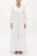 White Pleated wide cut dress 93473