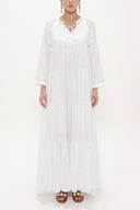 White Pleated wide cut dress 93473