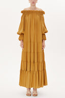 Yellow Shoulder Ruffled wide cut dress 93474