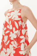 Red Ecru Low-cut back strappy dress 93475