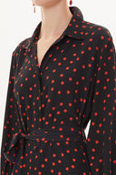 Black Red Wide cut shirt dress 93481