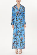 Blue Patterned Wide cut shirt dress 93481