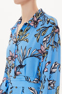 Blue Patterned Wide cut shirt dress 93481