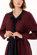 Burgundy Button detail dress 93486