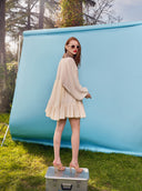 Beige Pleated mini dress  93508