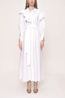 White Ruffled neck shirt dress 93510