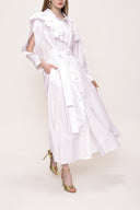 White Ruffled neck shirt dress 93510