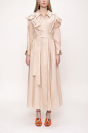 Beige Ruffled neck shirt dress 93510
