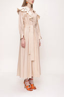 Beige Ruffled neck shirt dress 93510