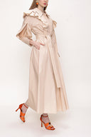 Beige Ruffled neck shirt dress 93510