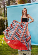 Striped Pleated spaghetti straps maxi dress  93512