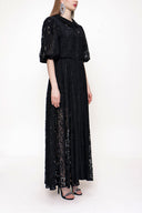 Black Laced ruffled maxi lace dress 93513