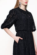 Black Laced ruffled maxi lace dress 93513
