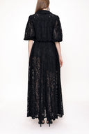 Black Laced ruffled maxi lace dress 93513